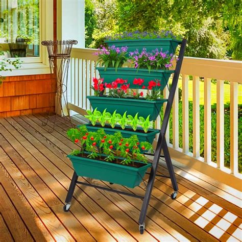 green metal planter box on wheels|movable garden planters on wheels.